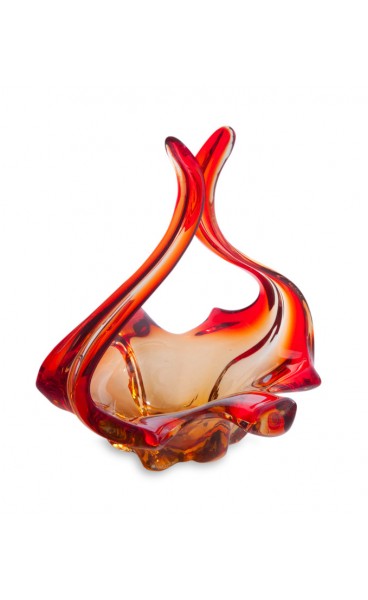 Red and Orange Murano Glass Basket