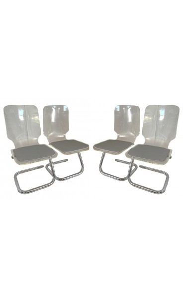 Mid-Century Modern Luigi Bardini Lucite and Chrome Dining Chairs - Set of 4