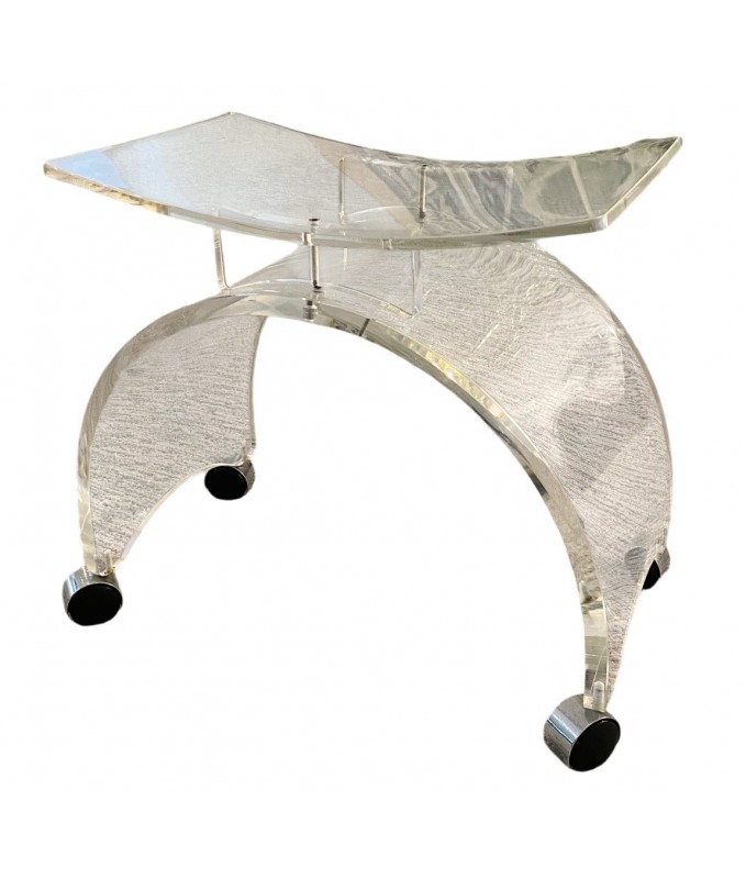 1970s Mid-Century Lucite Stool (On Casters)