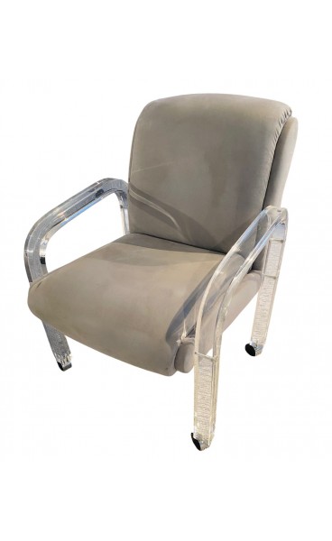 1970s Attributed to Lion in Frost Lucite Dining Chair (With Casters)