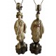 Pair of Vintage Asian Chalkware Table Lamps